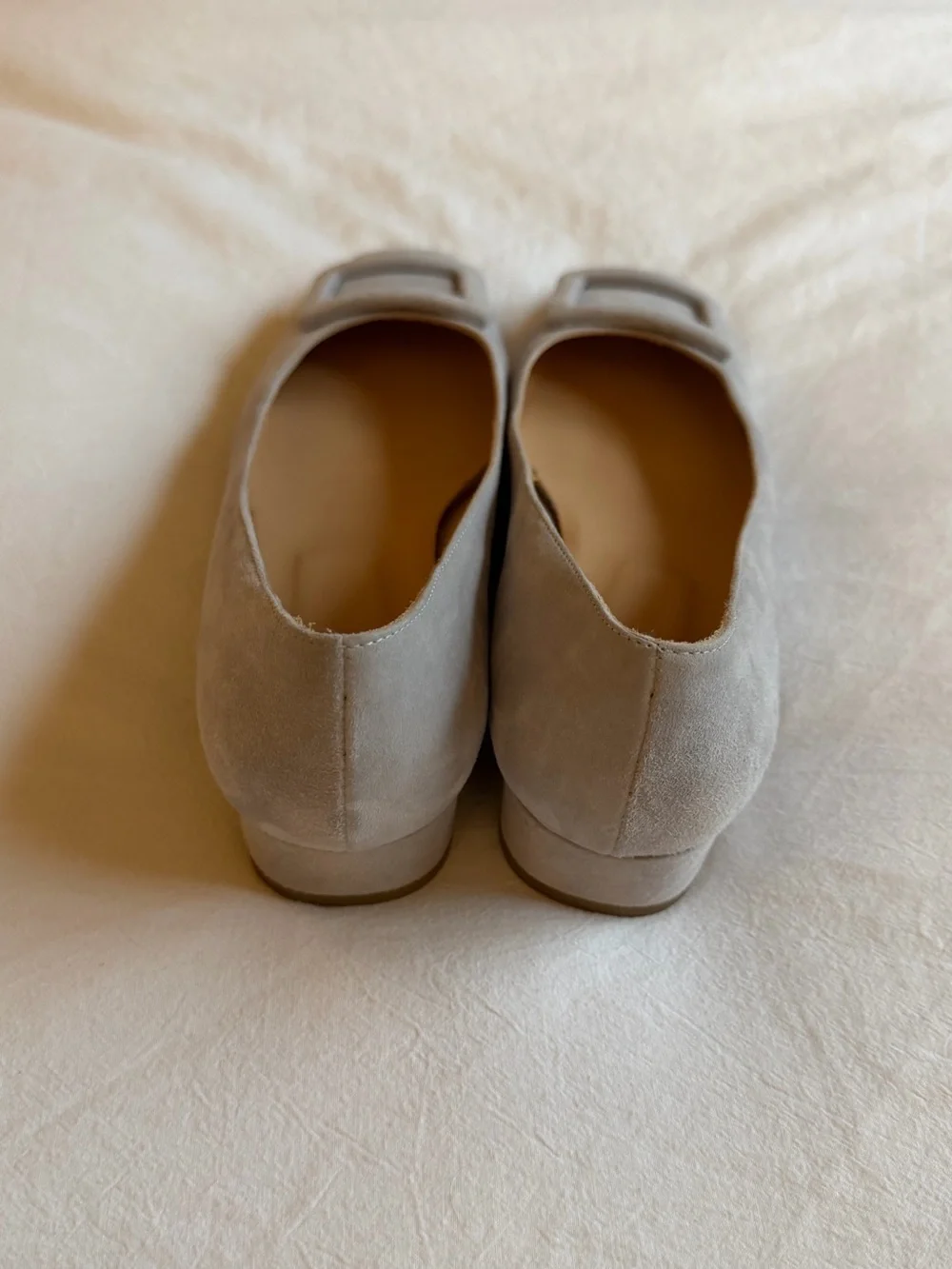 Ann Mashburn Suede Buckle Square-Toe Ballet Flats size 39